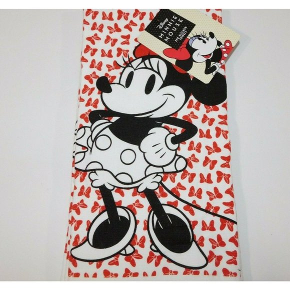 Disney Minnie Mouse Tea Towels Character 2 Sets of 2 NEW 26" x 16" Cotton - Picture 4 of 5
